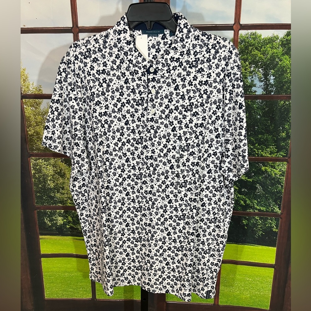 ⛱️ nwt  Perry Ellis mens large polo short sleeve shirt